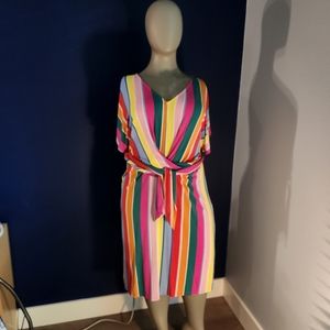 Eloqui striped midi dress short sleeved